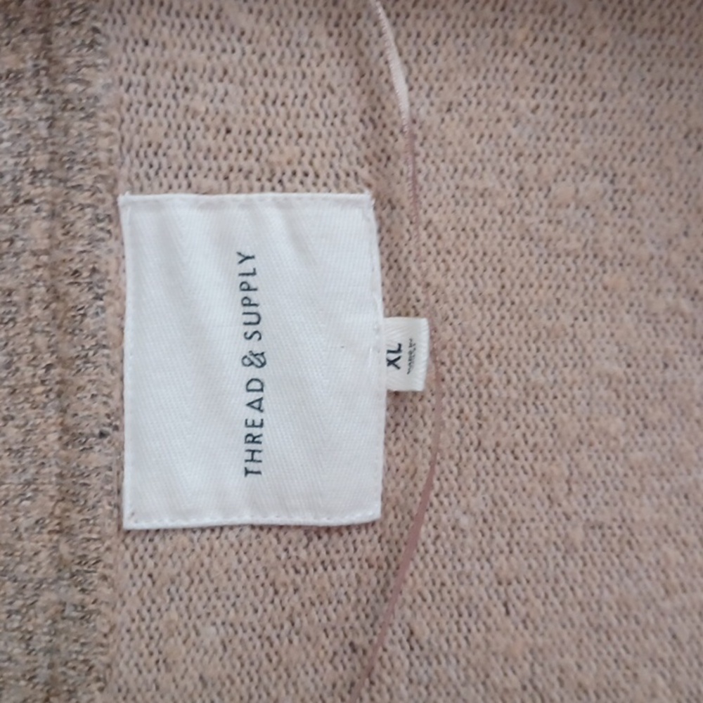 Thread & Supply Vita Oatmeal Boucle Open Front Cardigan Jacket Size XL Coatigan - Picture 2 of 15